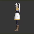 Child Character In White Cape With Yellow Trim White Hair And Brown Boots Arms Outstretched