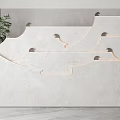 Modern Background Wall with Curved Layered Design Natural Stone Texture Embedded Lighting and Green Plants