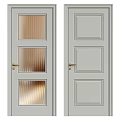 Stylish Swing Door Designs With Beige Light Blue Colors And Glass Panel Details
