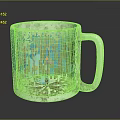 Vintage Blue Mug With Floral Pattern And Worn Design For Everyday Use