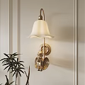 Elegant Brass Wall Lamp With Angel Decoration White Lampshade For Indoor Decor