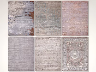 Stylish Modern Square Rugs With Various Designs Textures And Colors 3d model