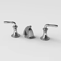 Three Piece Chrome Bathroom Faucet Set With Handles And Spout