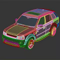 Stylish Gray SUV Car With Pink Roof Black Wheels Red Front Accents And Reflection