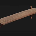 Natural Wooden Wall Mounted Shelf With Long Textured Surface And Sturdy Metal Brackets