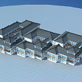 Ancient Architecture Complex Featuring Symmetric Layout Sloped Roof Structure And Tile Design 3d model