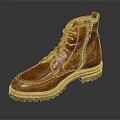 Brown Leather Lace Up Boots With Side Zipper And Thick Rubber Sole Casual Style