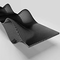 Black Modern Outdoor Chair with Wavy Design and Striped Texture in Sleek Style