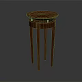 Modern Round Wooden Side Table With Four Slender Legs Classic Design