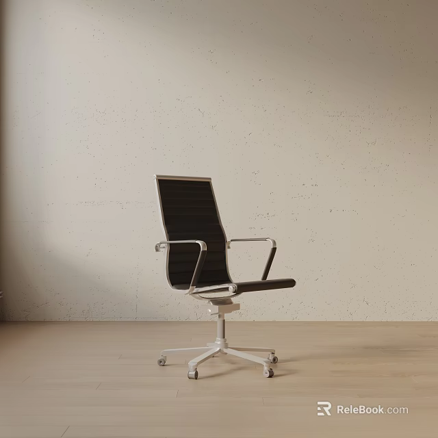 Black Office Chair With Armrests Metal Frame And Wheeled Base For Modern Workspace 3d model 