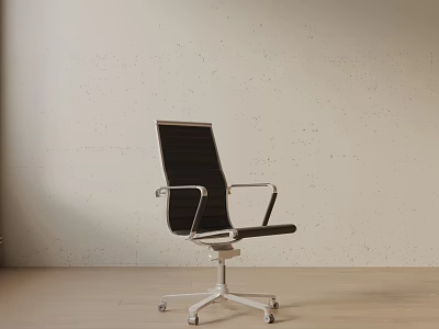 Black Office Chair With Armrests Metal Frame And Wheeled Base For Modern Workspace 3d model