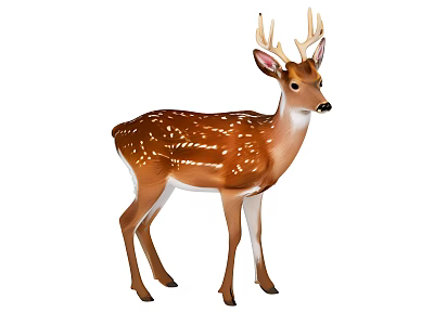 Spotted Fawn Standing With White Spots And Antlers On White Background 3d model