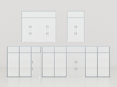 Modern double door glass high partition office louver glass partition glass door glass partition wall company partition 3d model