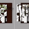 Modern Wall Decor With Geometric Patterns Green Plant Dry Grass And Illuminated Design For Home