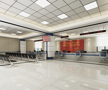 Household registration hall 3d model