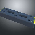 Blue Rectangular Industrial Part With Yellow Ends Slots And Multiple Holes 3d model