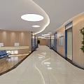 Taigang Hall Lobby with Skylight Blue Sky White Clouds Columns And Reception Desk