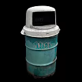 Industrial Green Barrel Shaped Equipment With White Protective Face Shield On Top
