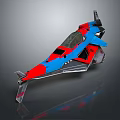 Futuristic Cosmic Aerospace Spacecraft With Red Blue Design And Transparent Cockpit
