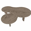 Modern Wooden Coffee Table With Irregular Curved Top And Two Tiered Design Natural Wood Grain