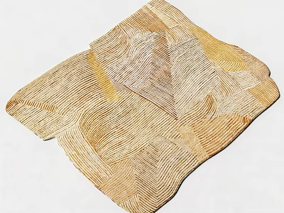 Square Patterned Rug With Wavy Textured Design In Beige And Light Brown Tones 3d model