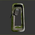 Old Moss Covered White Bathtub With Metal Legs And Soap Dish