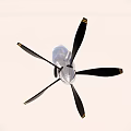 Detailed Aircraft Propeller Model With Black Blades Metal Hub And Yellow Tips