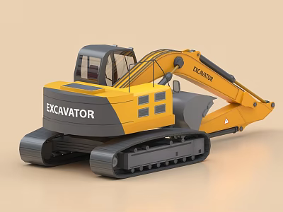 DEVELON Yellow And Gray Excavator Tracked Design Functional Vehicle With Cab And Bucket 3d model