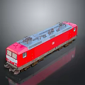 Red Electric Train Locomotive Model with Detailed Design and Reflective Surface