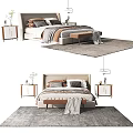 Modern Double Bed Interior With Bedside Tables Decorative Items And Area Rug 3d model