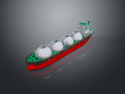 LNG Carrier Ship Featuring Red Hull Green Superstructure And Spherical Tanks 3d model
