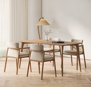 Nordic calligaris Log Dining Table and Chair Dining Chair Dining Table Floor Lamp 3d model