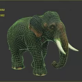 Realistic Black Elephant With Red Ears Trunk And White Tusks Standing Against Dark Background