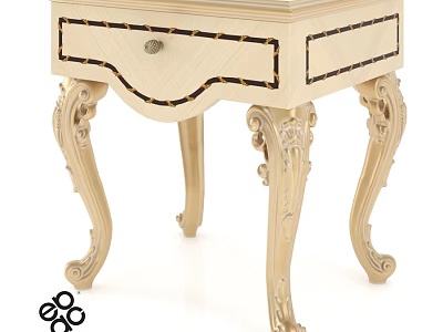 Classic Light Beige Chest of Drawers With Ornate Carved Legs And Decorative Trim 3d model