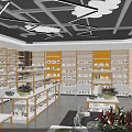 Modern Home Decor Specialty Store With Shelves Display Products And Green Plants
