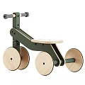 Wooden Children's Bed Modern Stylish Design With Green Frame Natural Wood Wheels And Sturdy Steps