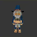Pixel Style Man In Blue Wizard Hat White Beard Sunglasses Blue Robe Red Boots