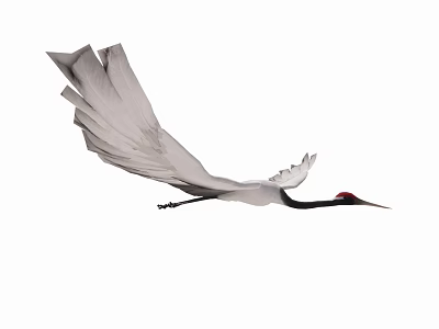 Intricately Carved Flying Crane Sculpture With Detailed Wings And Red Head 3d model