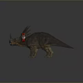 Realistic 3D Render Of Horned Dinosaur With Colorful Frill And Textured Skin