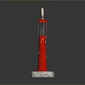 Retro Red Decorative Furniture Column With Marble Base And Circular Top