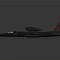 Dark Colored Military Aircraft With Long Wings Twin Engines And Red Tail