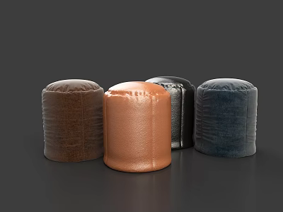 Stylish Ottoman Seats in Brown Orange Black Blue with Textured Leather Design 3d model