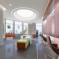 Modern Bank Interior With Open Lobby Self Service Kiosks And Service Windows