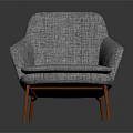 Modern Gray Fabric Accent Chair With Armrest And Orange Wooden Legs Contemporary Home Furniture Design