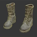 Rugged Gray High Top Boots with Laces and Thick Wear Resistant Soles