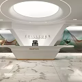 CHILDREAM Modern Reception Desk Design With Gray Marble Floor Green Plants And Elegant Lighting