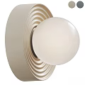 Modern Wall Sconce With Round White Globe And Ribbed Beige Backplate 3d model