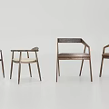 Modern Wooden Dining Chairs With Different Back Designs And Slim Leg Frames 3d model
