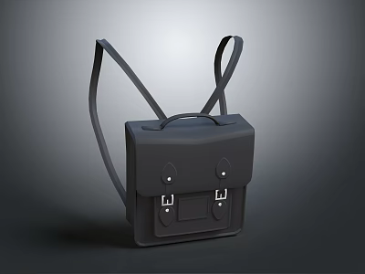Black Modern Minimalist Backpack With Adjustable Straps And Metal Buckles 3d model