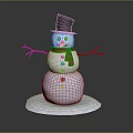 Cute Snowman Ornament With Black Top Hat Red Scarf Stick Arms And White Body
